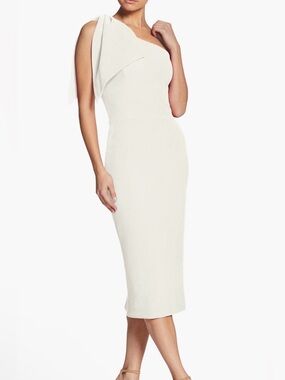Dress the Population One-Shoulder Cream Midi Dress